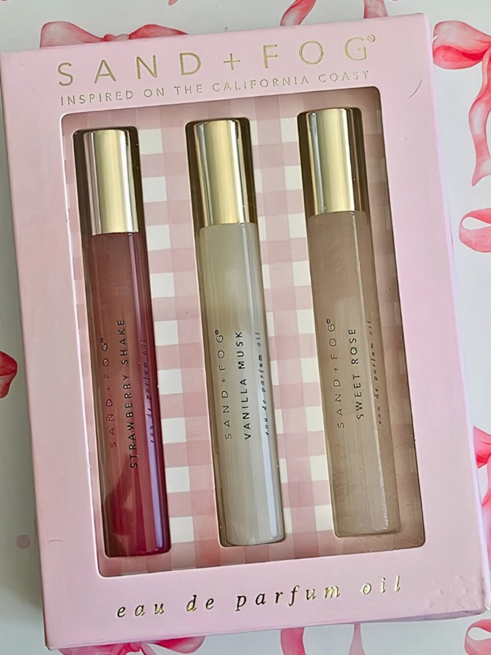 Strawberry Vanilla Musk & Sweet Rose Bath and Body Scented Roller Oils SET - NIB